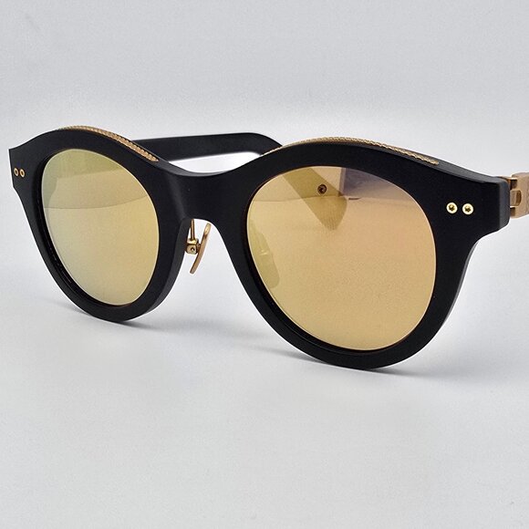 RVS Eyewear Jack Matte Black Frame Gold Mirror Lens Sunglasses Japan 46-23-135